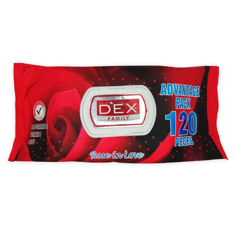 מגבונים מבושמים דקס DEX FAMILY ROSE IN LOVE 120 PCS