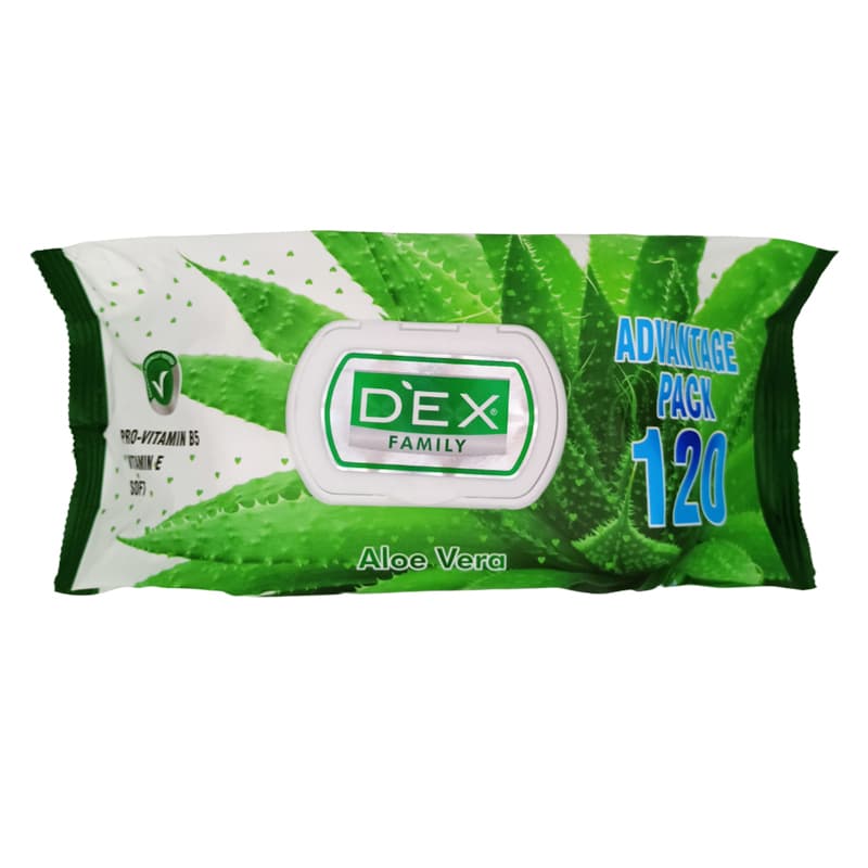 מגבונים מבושמים דקס DEX FAMILY ALOE VERA 120 PCS