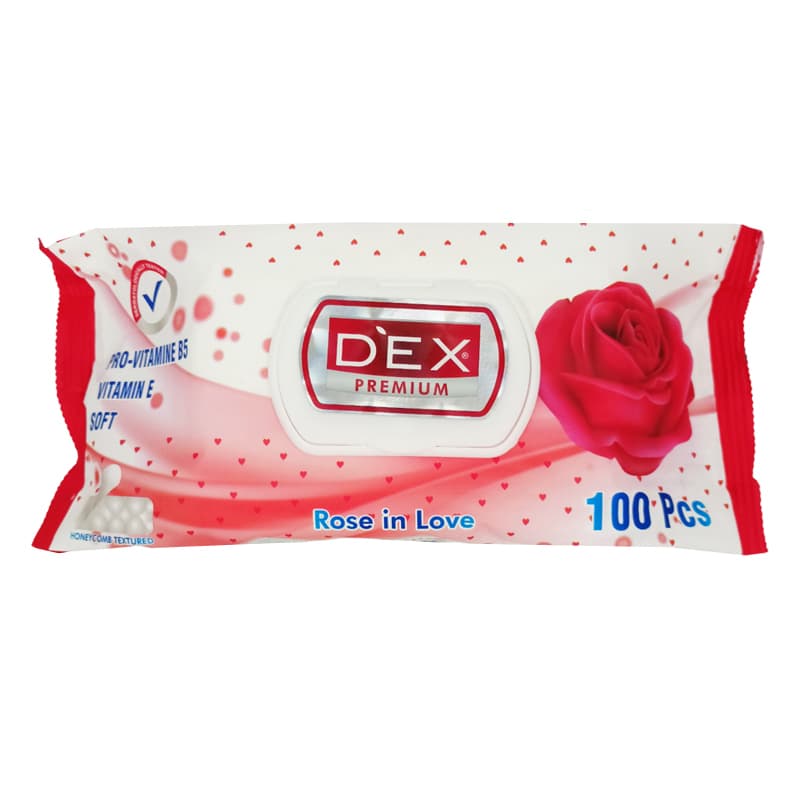 מגבונים מבושמים דקס DEX PREMIUM ROSE IN LOVE 100 PCS