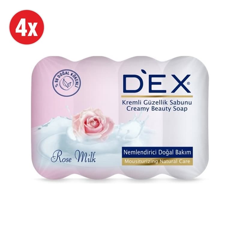 סבון אבן דקס ורדים وحليب DEX ROSE MILK SOAP 4PCS