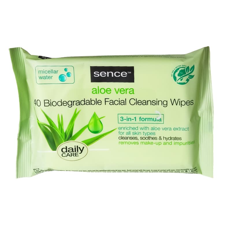 محارم مزيل مكياج سينسSENCE WIPES ALOE 40 PCS