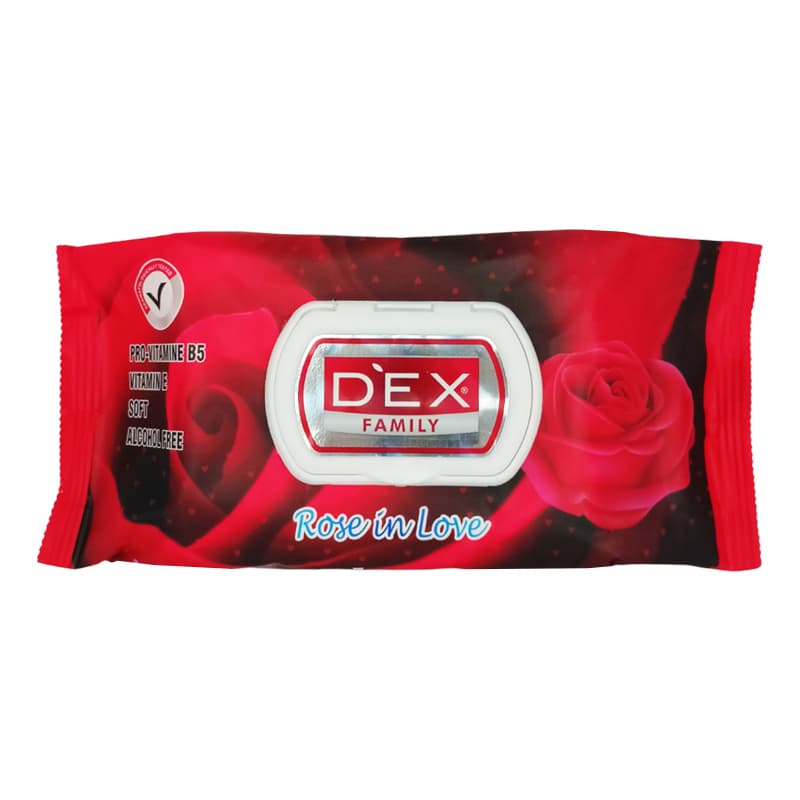 מגבונים מבושמים דקס DEX FAMILY ROSE IN LOVE 72 PCS
