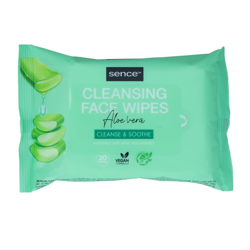 מגבונים מסיר איפור סנס SENCE WIPES ALOE 20 PCS