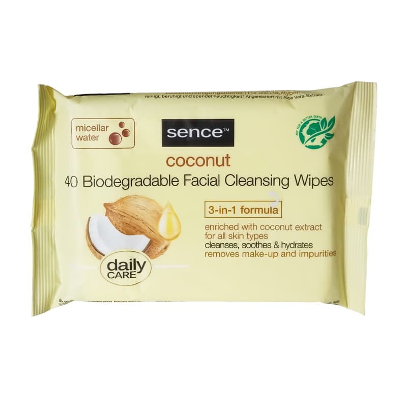 מגבונים מסיר איפור סנס SENCE WIPE COCONUT 40 PCS